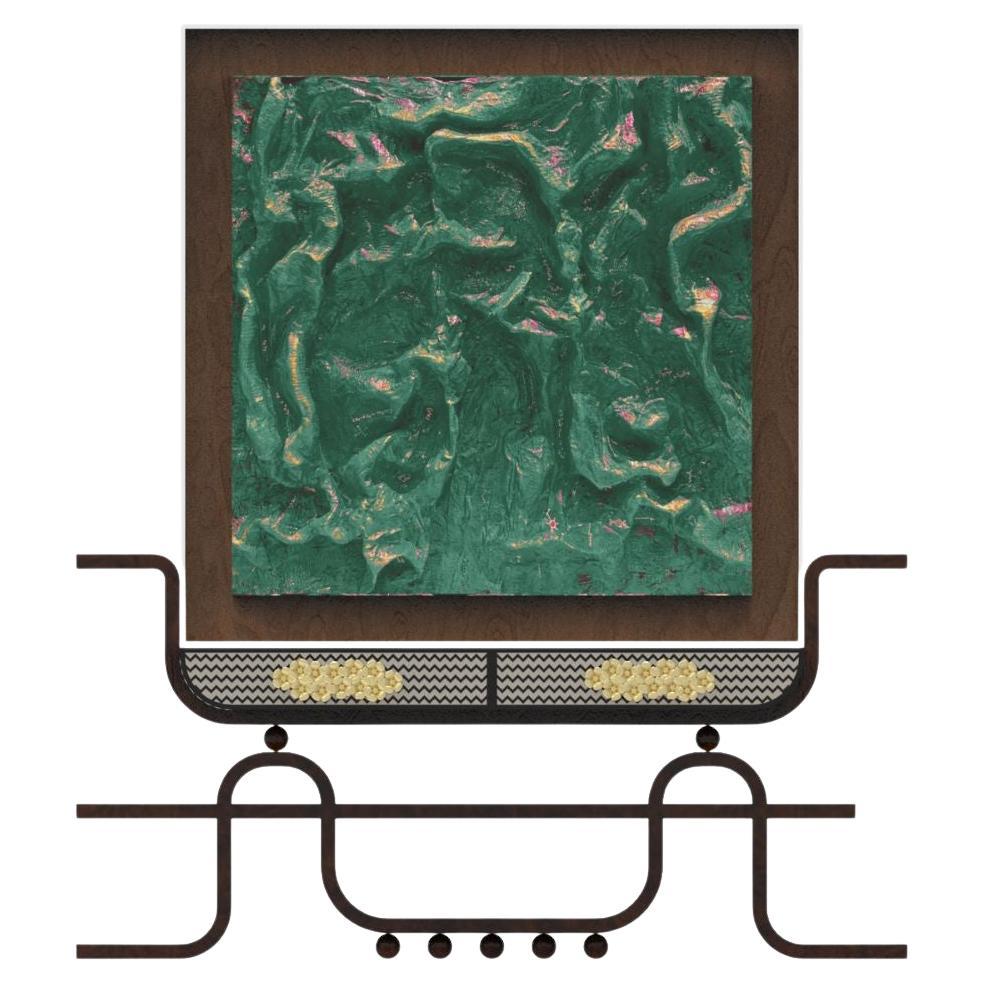 MOUNA - Separatore in Wood Wood, maniglie in ottone e intarsio in madreperla in vendita