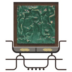 Art-Deco Cabinet in Wood, Glass & Brass Featuring Shell artwork, Mouna by R‘Kan