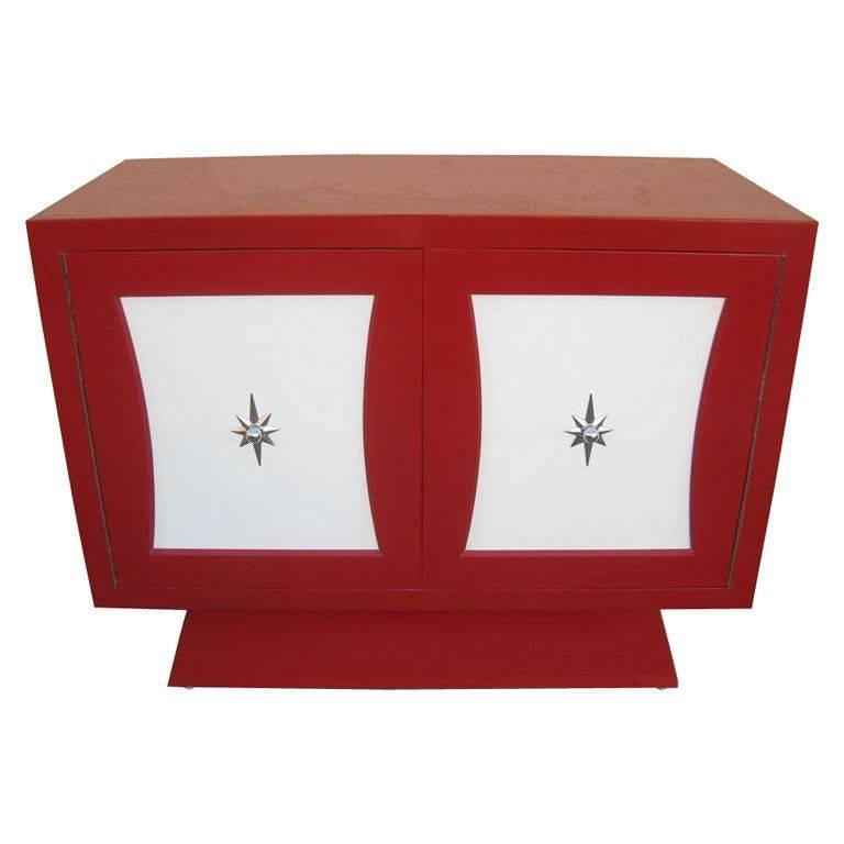 Three-Drawer Petit Red Dresser For Sale