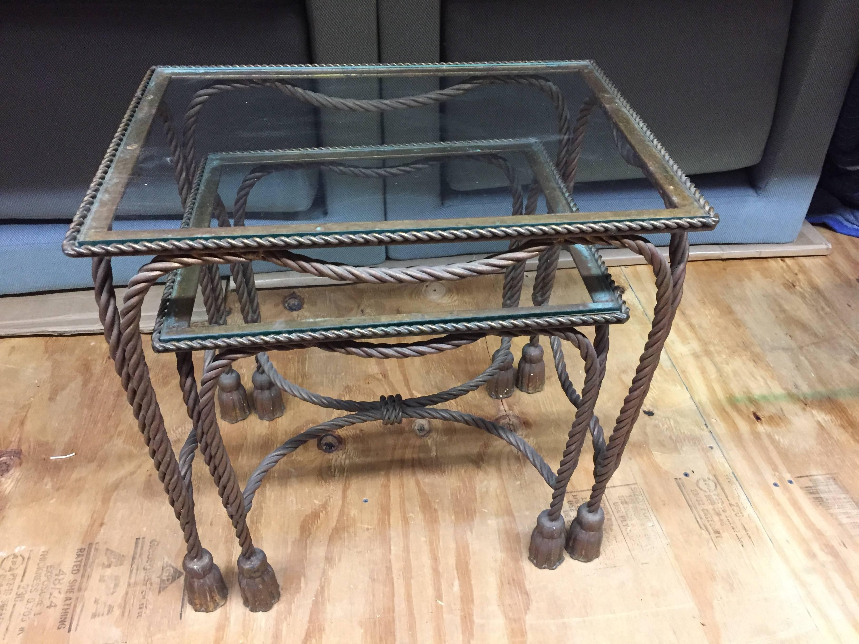 Pair of Rope Nesting Table For Sale 1