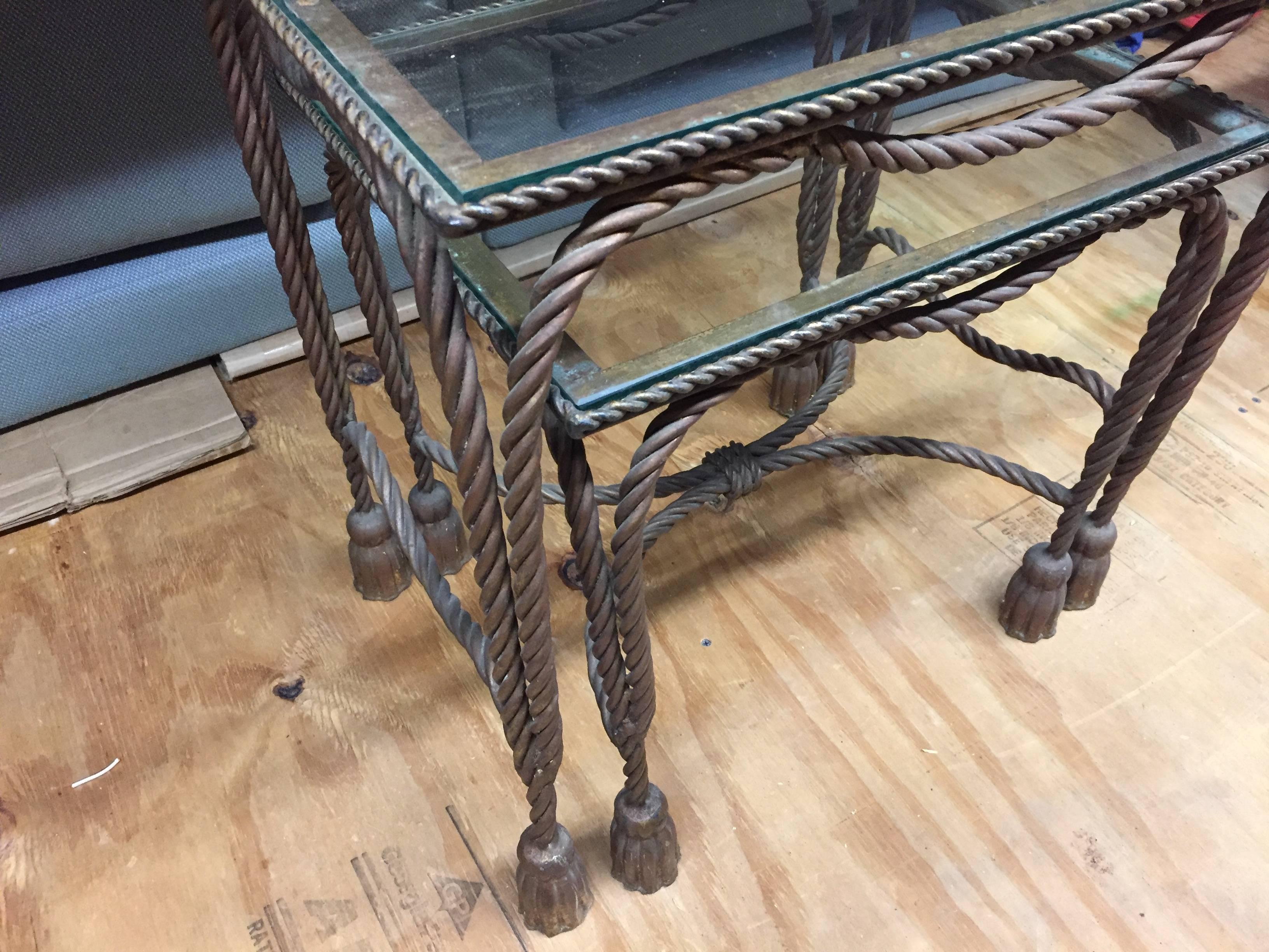 Pair of Rope Nesting Table For Sale 2