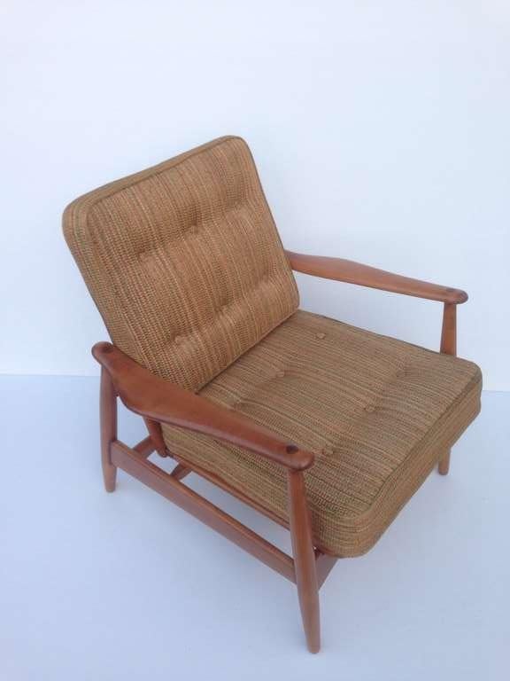 Mid-Century Modern Adjustable Reclining Chair in the style of Finn Juhl For Sale