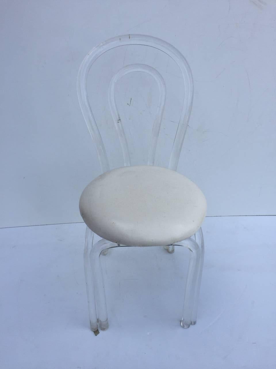 Pair of small Lucite chairs will re uphoslster WCOF all inclusive.