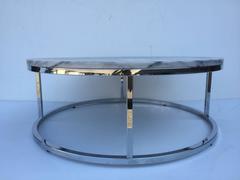 Round Marble Cocktail Table after Milo Baughman