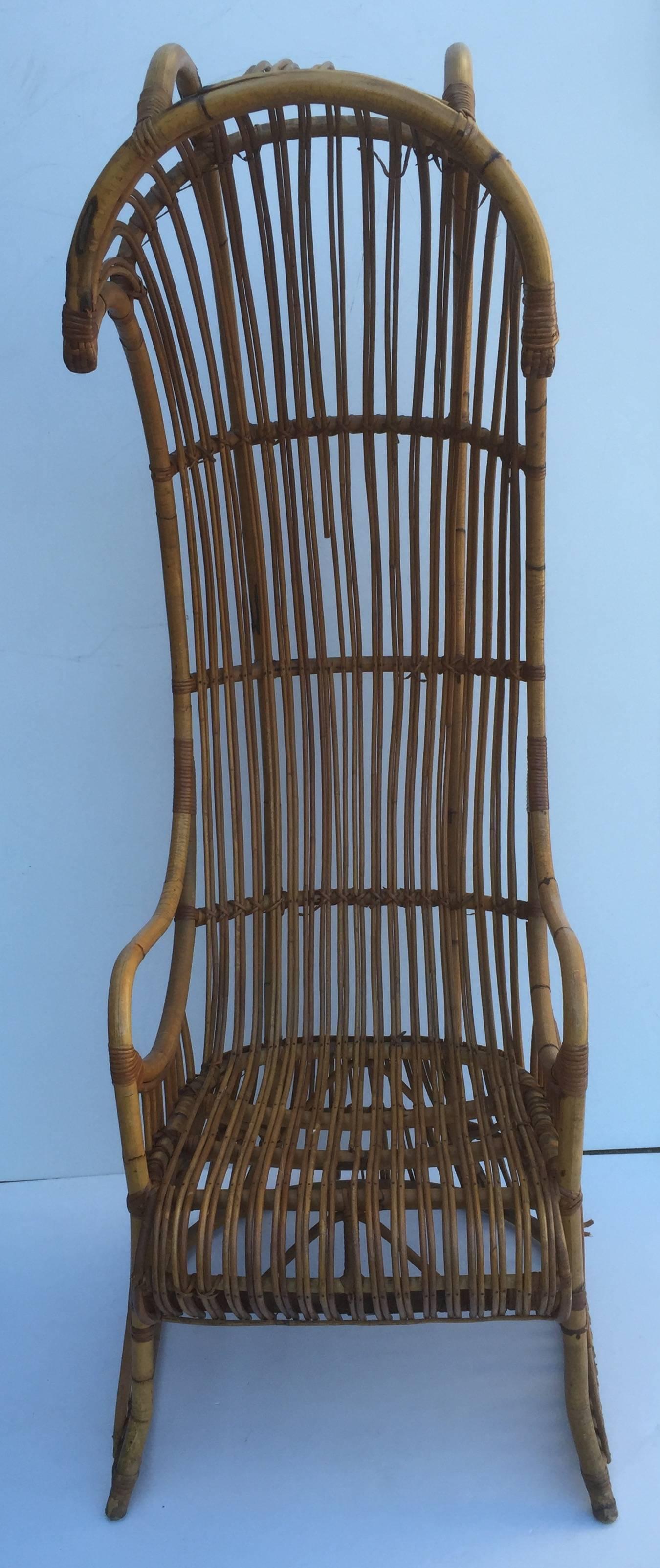 Rattan canopy chair, perfect for accent or a sunroom.