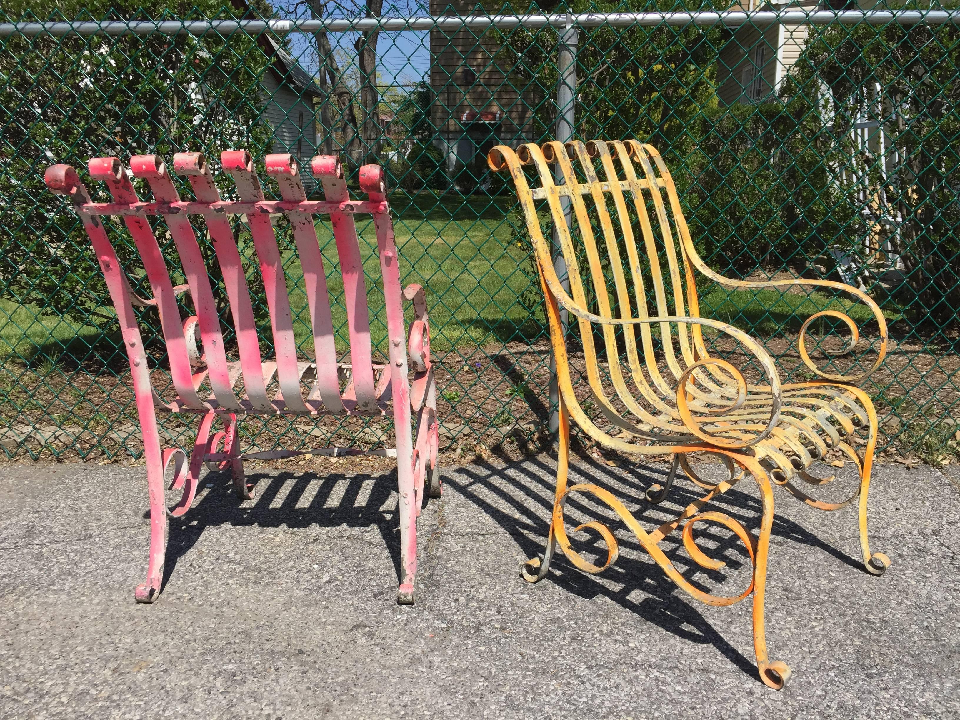 Mid-Century Modern Wrought Iron Garden Chairs