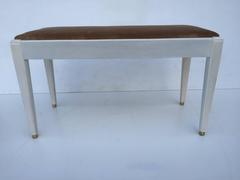 Art Deco Inspired White Washed Piano Bench