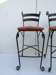 Pair of Tall Wrought Iron Bar Stools
