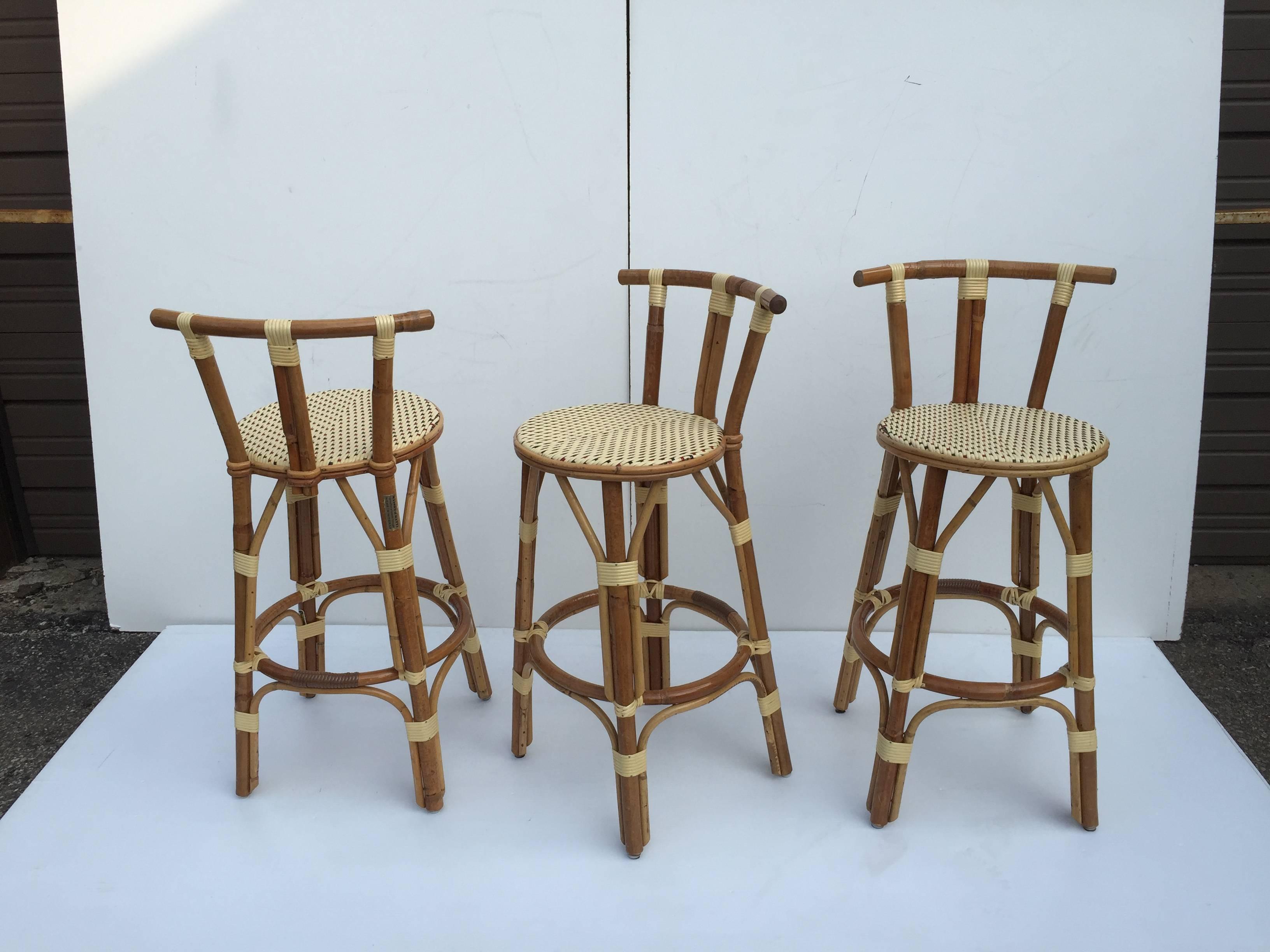 20th Century Set of Three Petit French Bar Stools For Sale