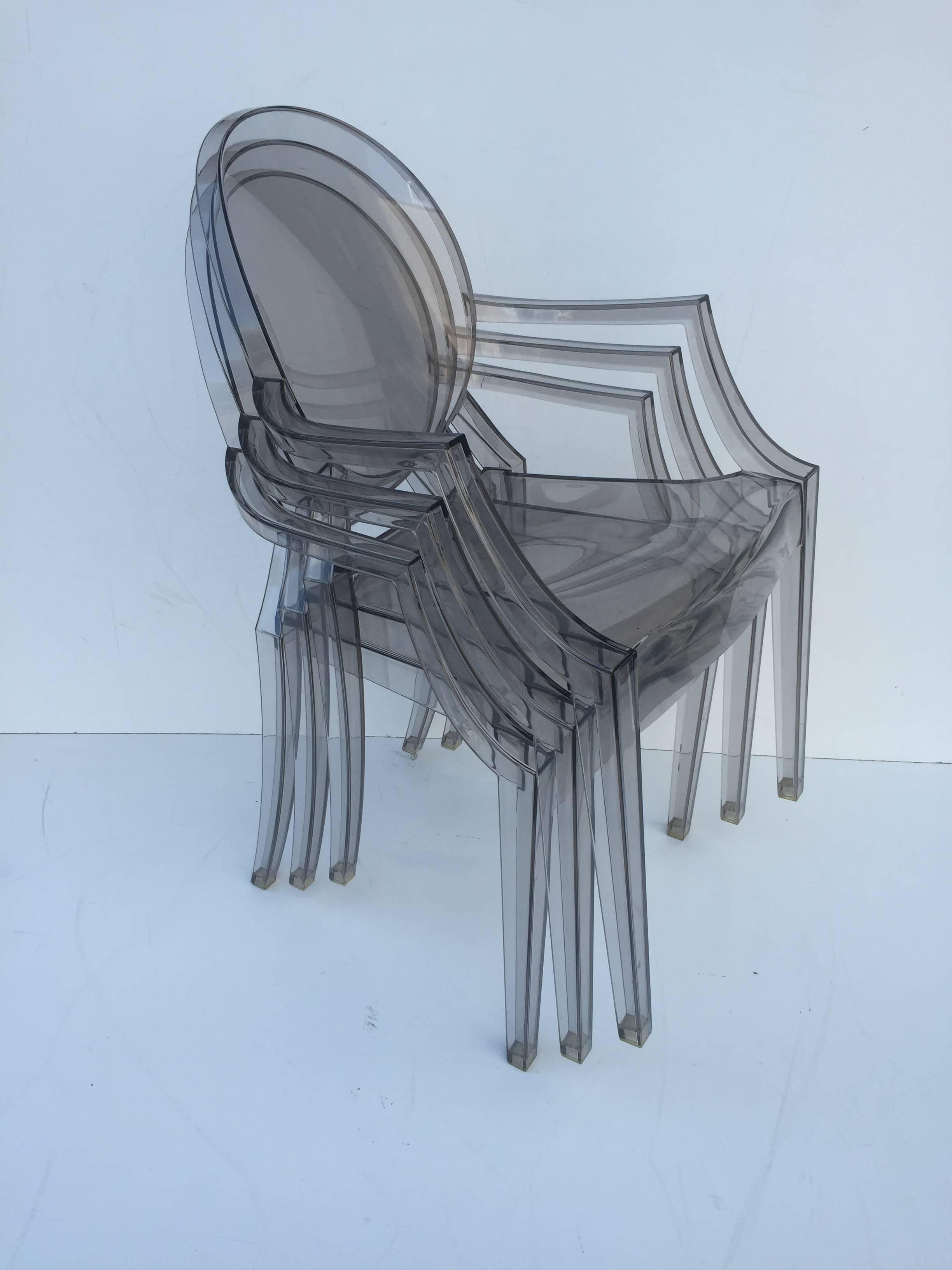 Mid-Century Modern Five Signed Lucite Ghost Chairs For Sale