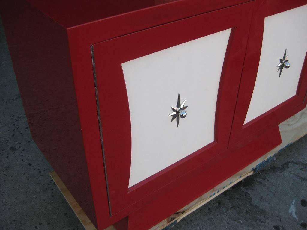 Mid-Century Modern Three-Drawer Petit Red Dresser For Sale