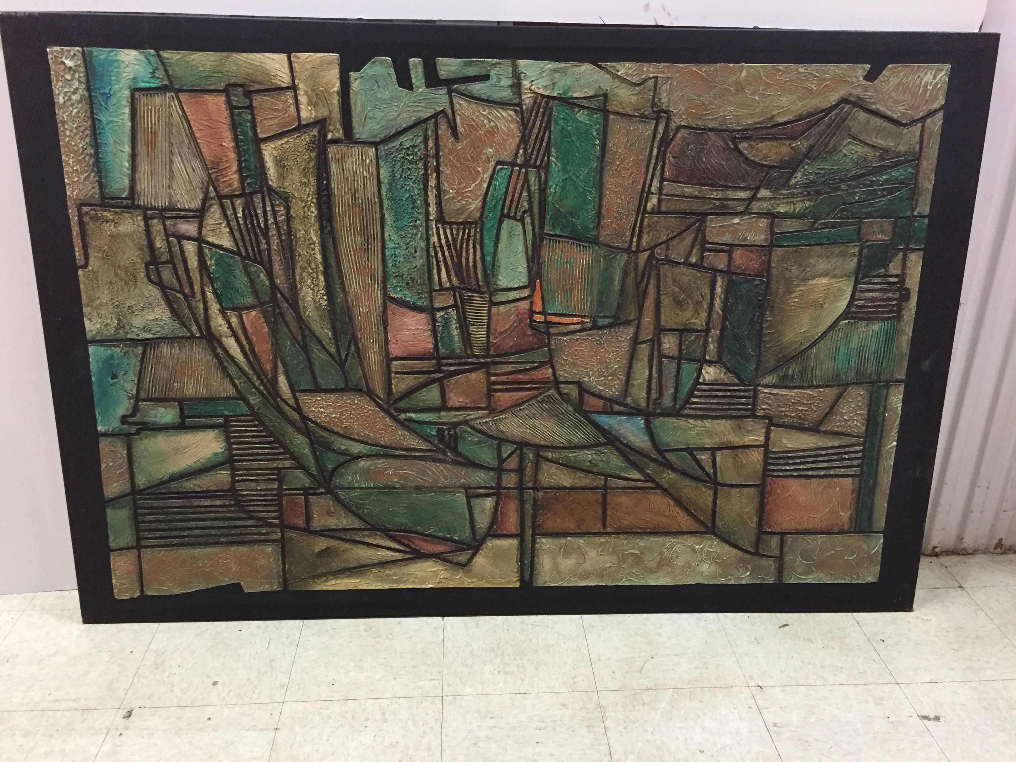 Each large abstract impression painting is priced and available individually, Green Leaf painting is $3600.
