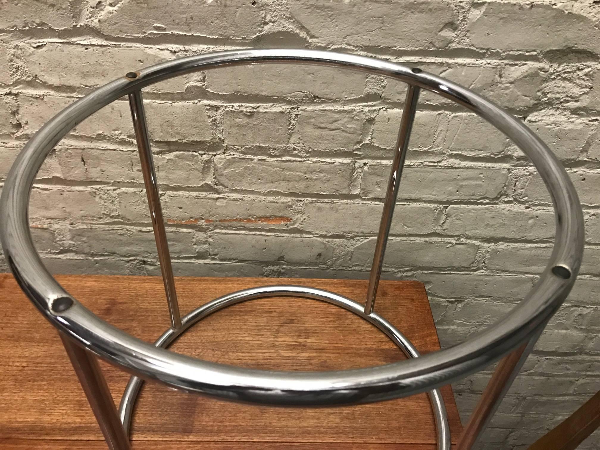 Mid-Century Modern Pair of Small Round Nickel End Tables For Sale