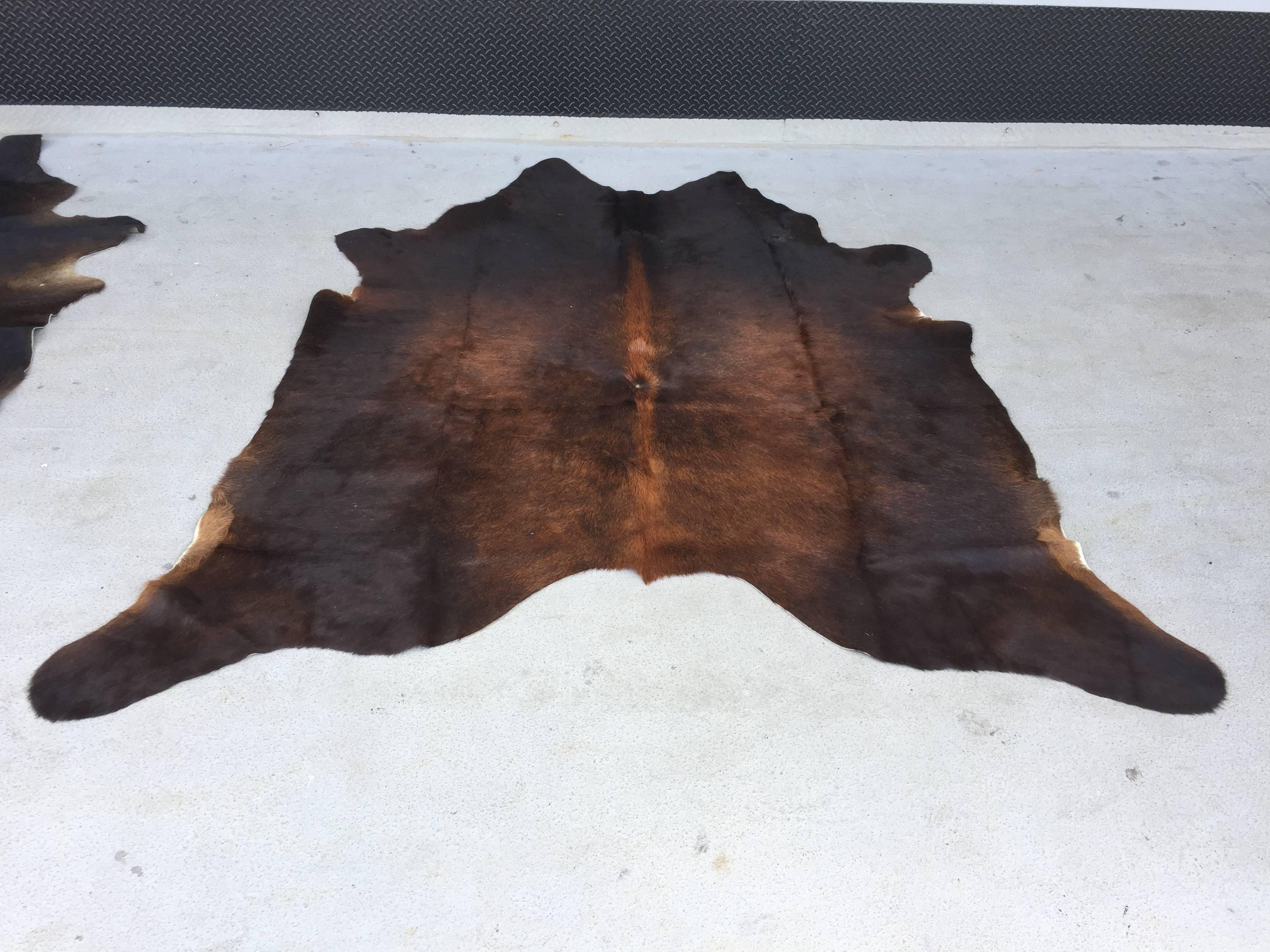 Mid-Century Modern Pair of Large Cow Hides Carpets For Sale