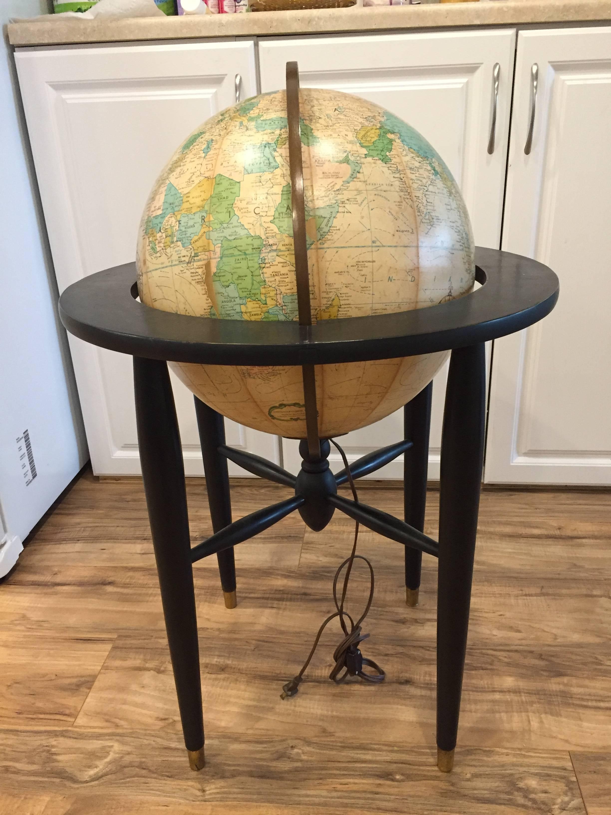 Mid-Century Modern Illuminated Globe For Sale