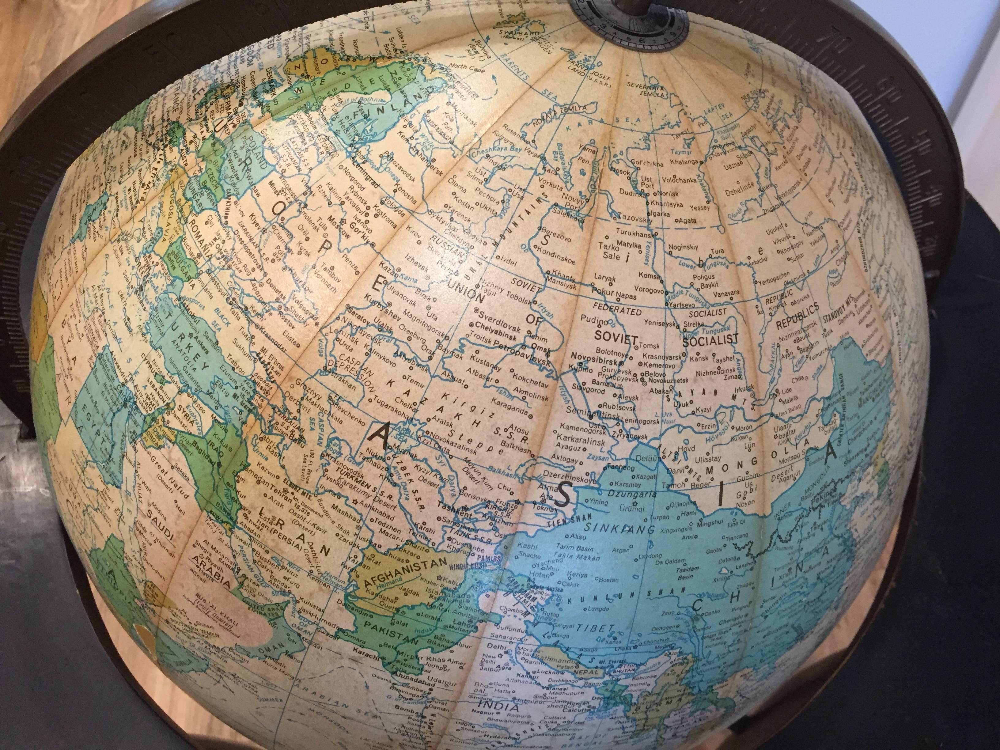 20th Century Illuminated Globe For Sale