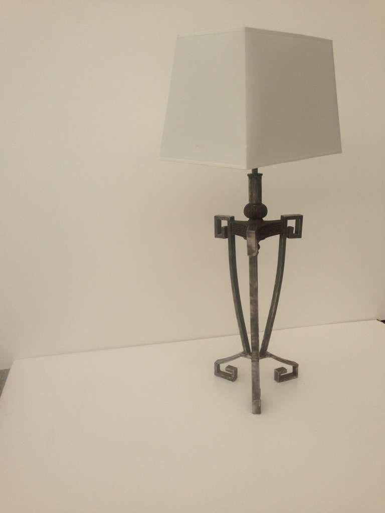 Pair of table lamps by Arturo Pani with Greek key elements.  Priced as a pair.