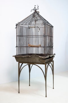 Rein Tupker Sculptural Solid Bronze & Steel Parrot Cage, 1995