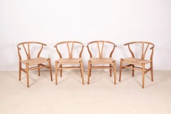 Set of 4 Hans J. Wegner CH24 Wishbone Chairs Oak, 1990