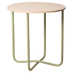 1930s Czech Bauhaus Side Table in Pastel, Steel and Wood