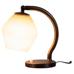 Danish Brass and Opaline Glass Desk Lamp, circa 1930s
