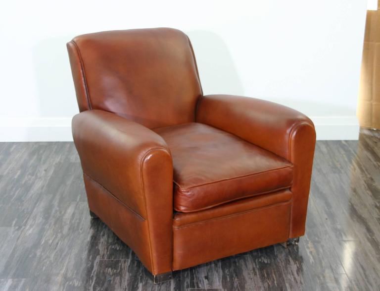 Pair of Leather Club Chairs For Sale at 1stDibs