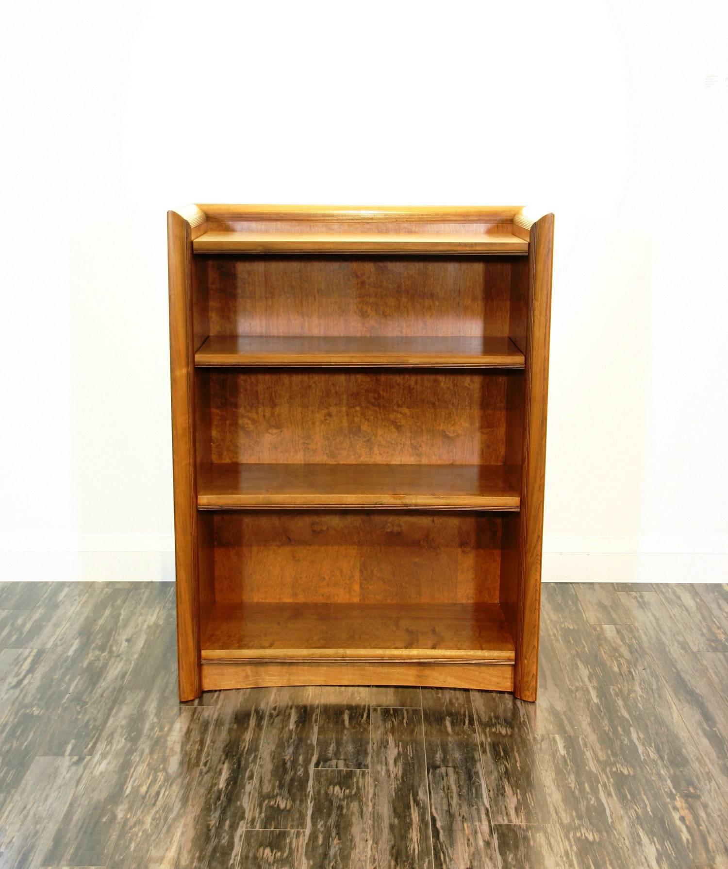 An attractive pair of Mid-Century Michael Fortune bookcases with adjustable shelving in perfect condition.
 