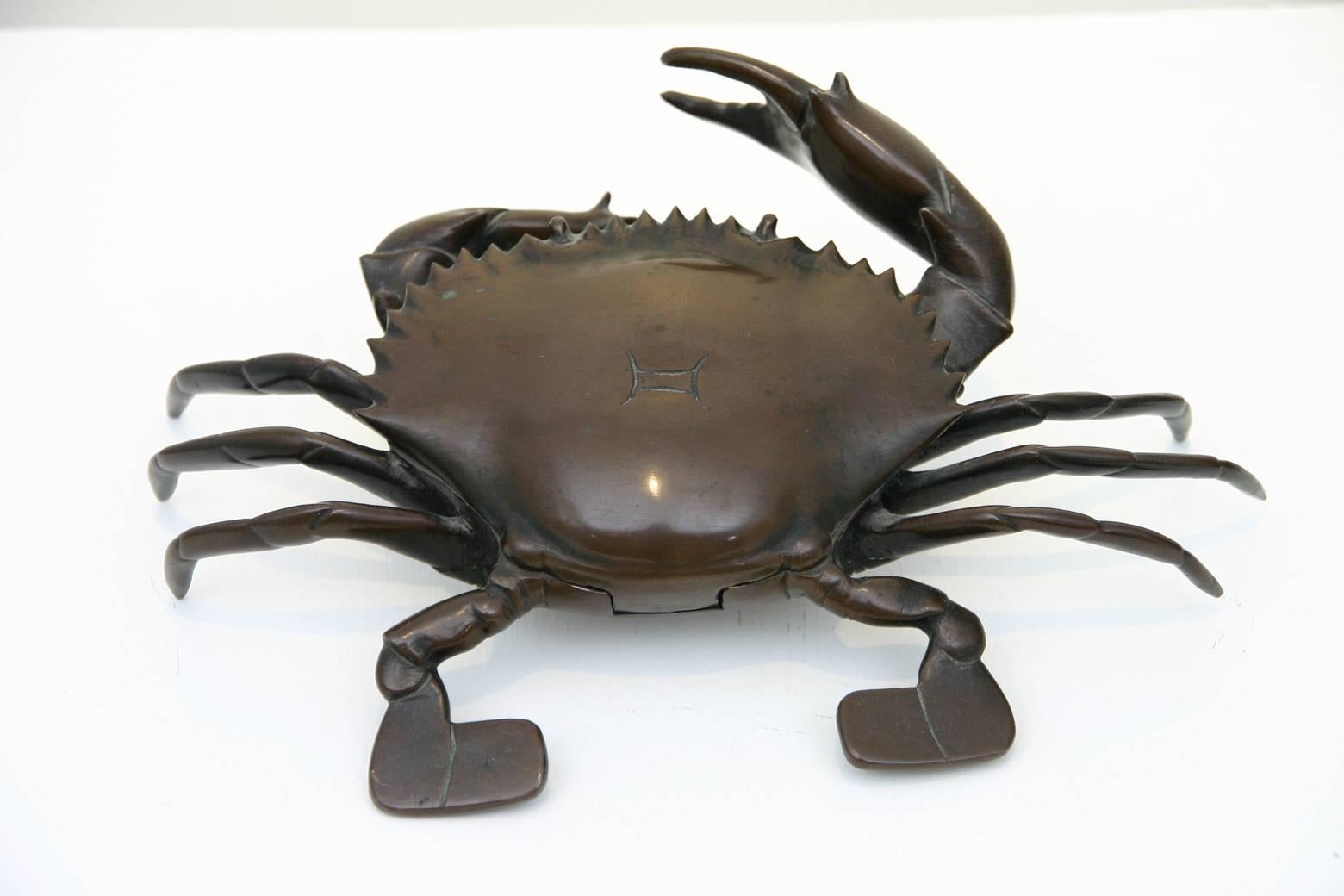 Continental Bronze Crab Form Inkstand In Excellent Condition For Sale In Mississauga, ON