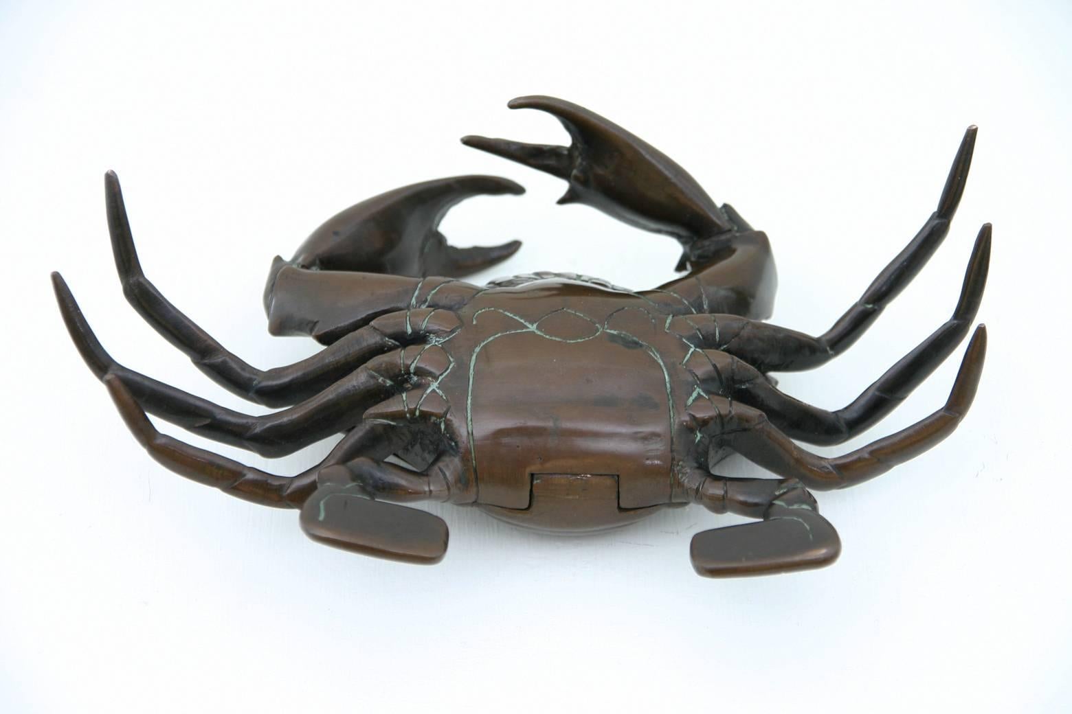 19th Century Continental Bronze Crab Form Inkstand For Sale