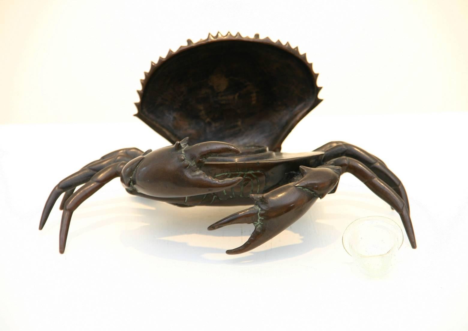 Napoleon III Continental Bronze Crab Form Inkstand For Sale