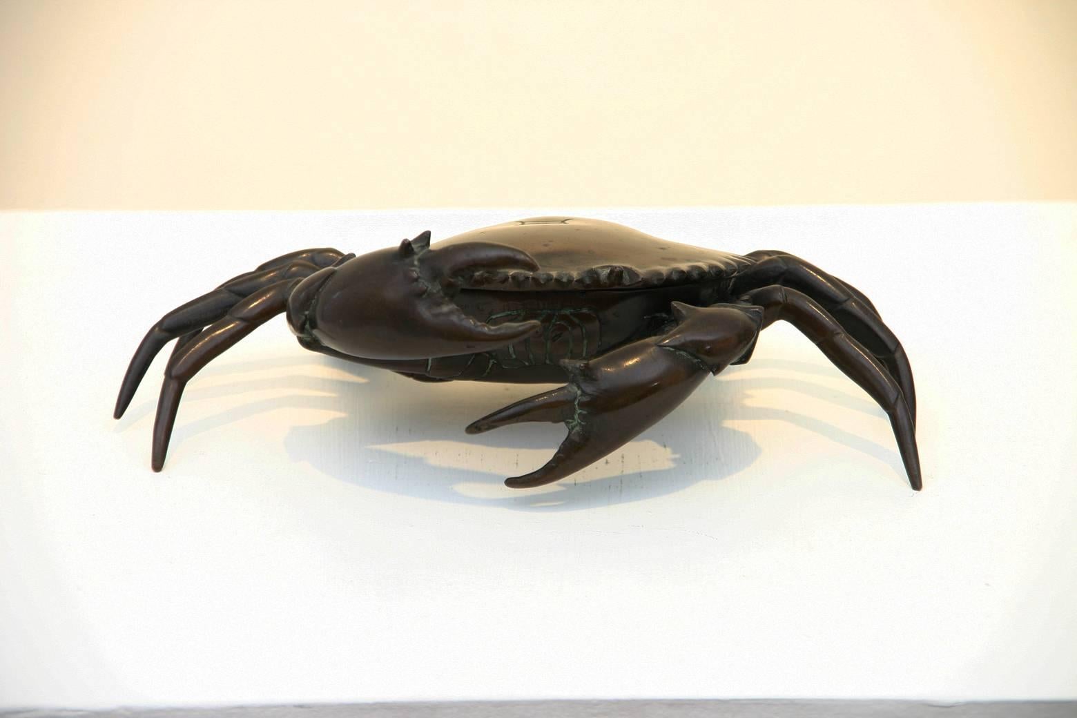 Continental Bronze Crab Form Inkstand For Sale 1