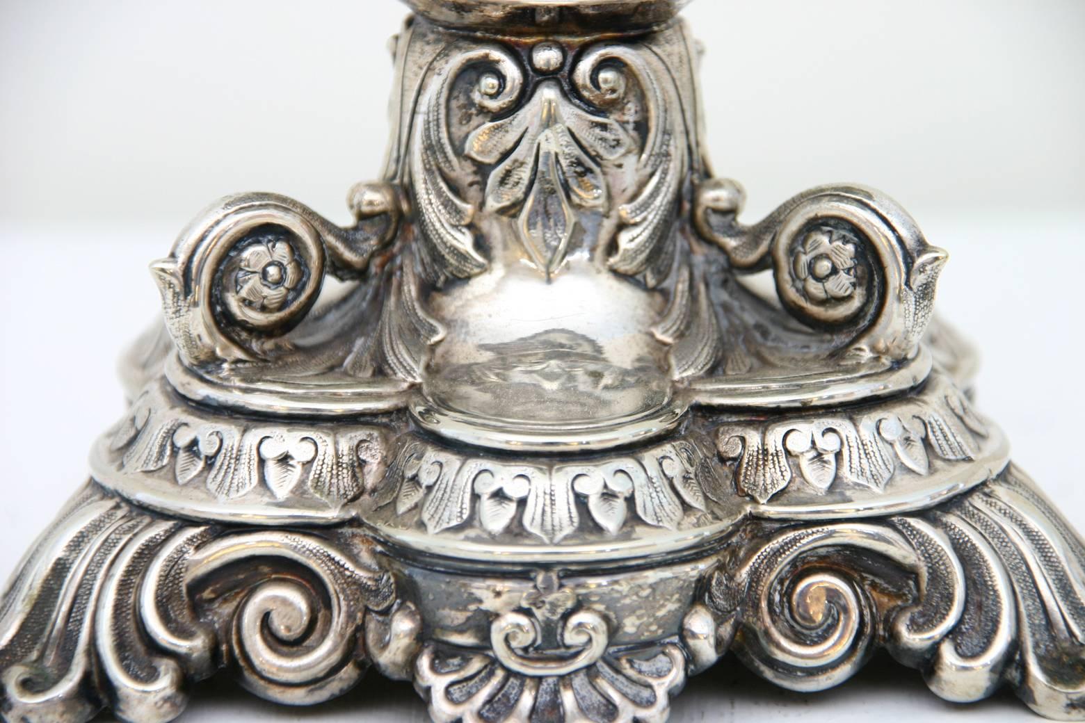 19th Century Sheffield Plate Candle Stand For Sale