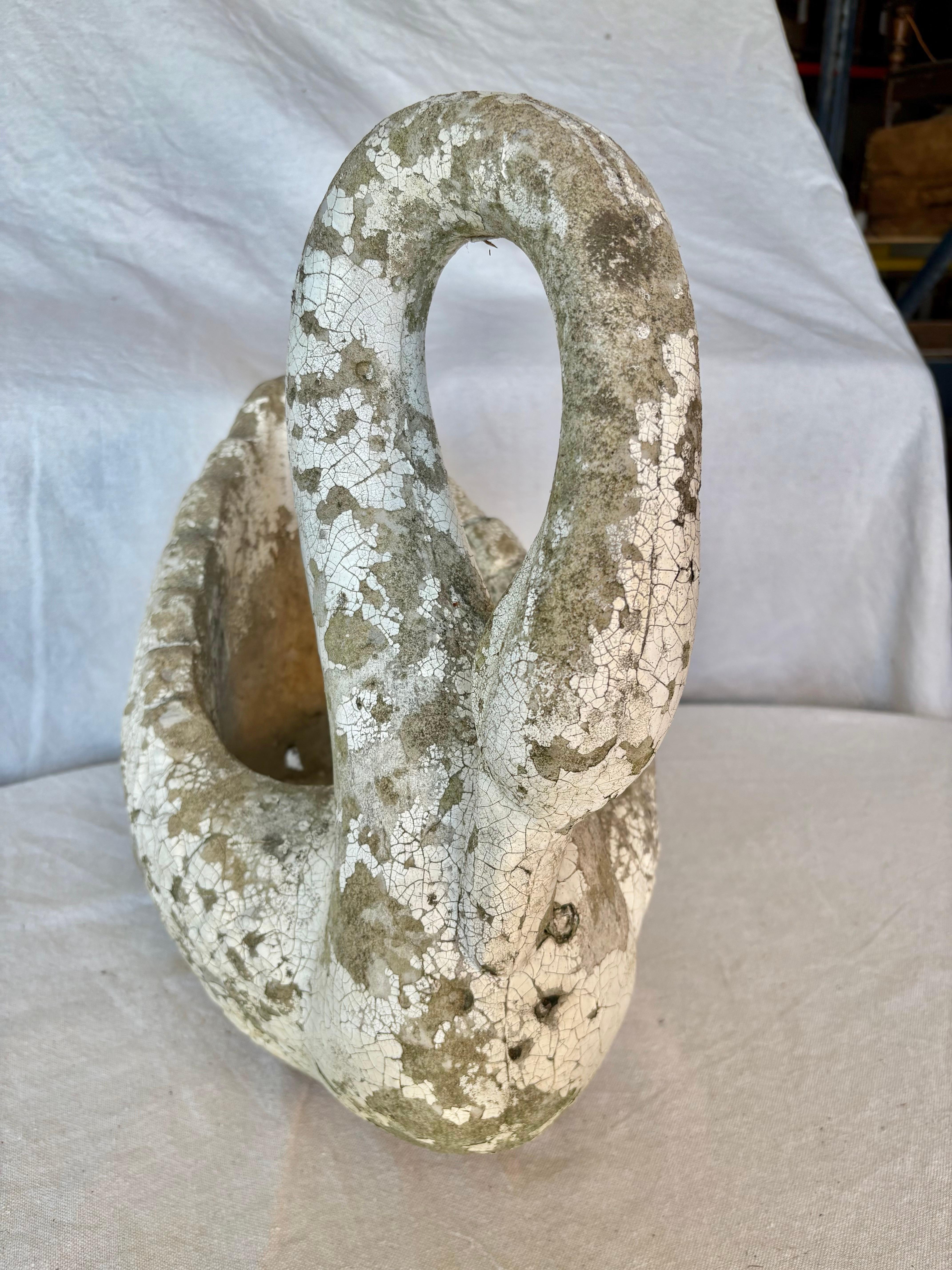 Hand-Crafted Early 20th Century Concrete Swan Planter For Sale