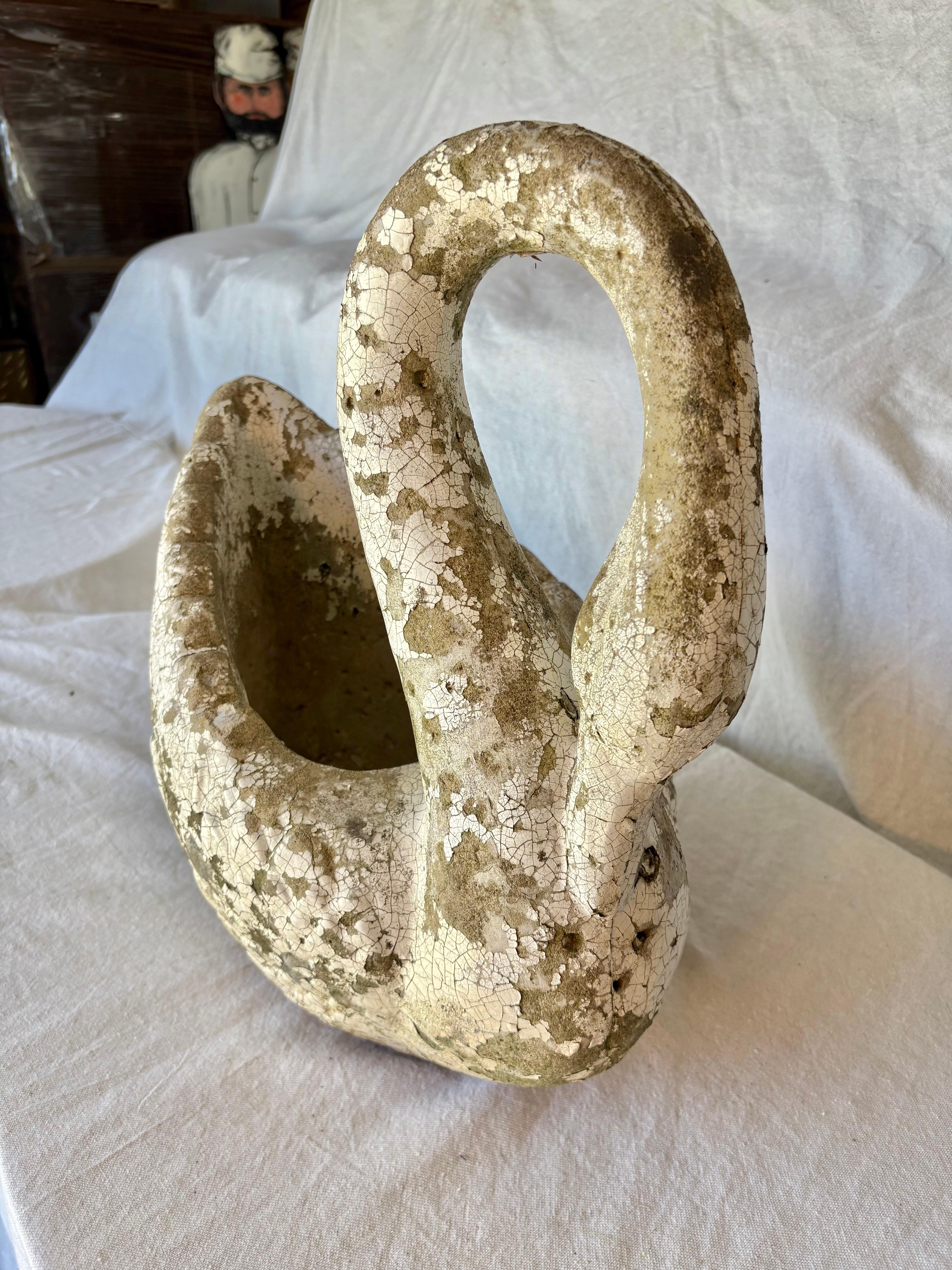 American Early 20th Century Concrete Swan Planter For Sale