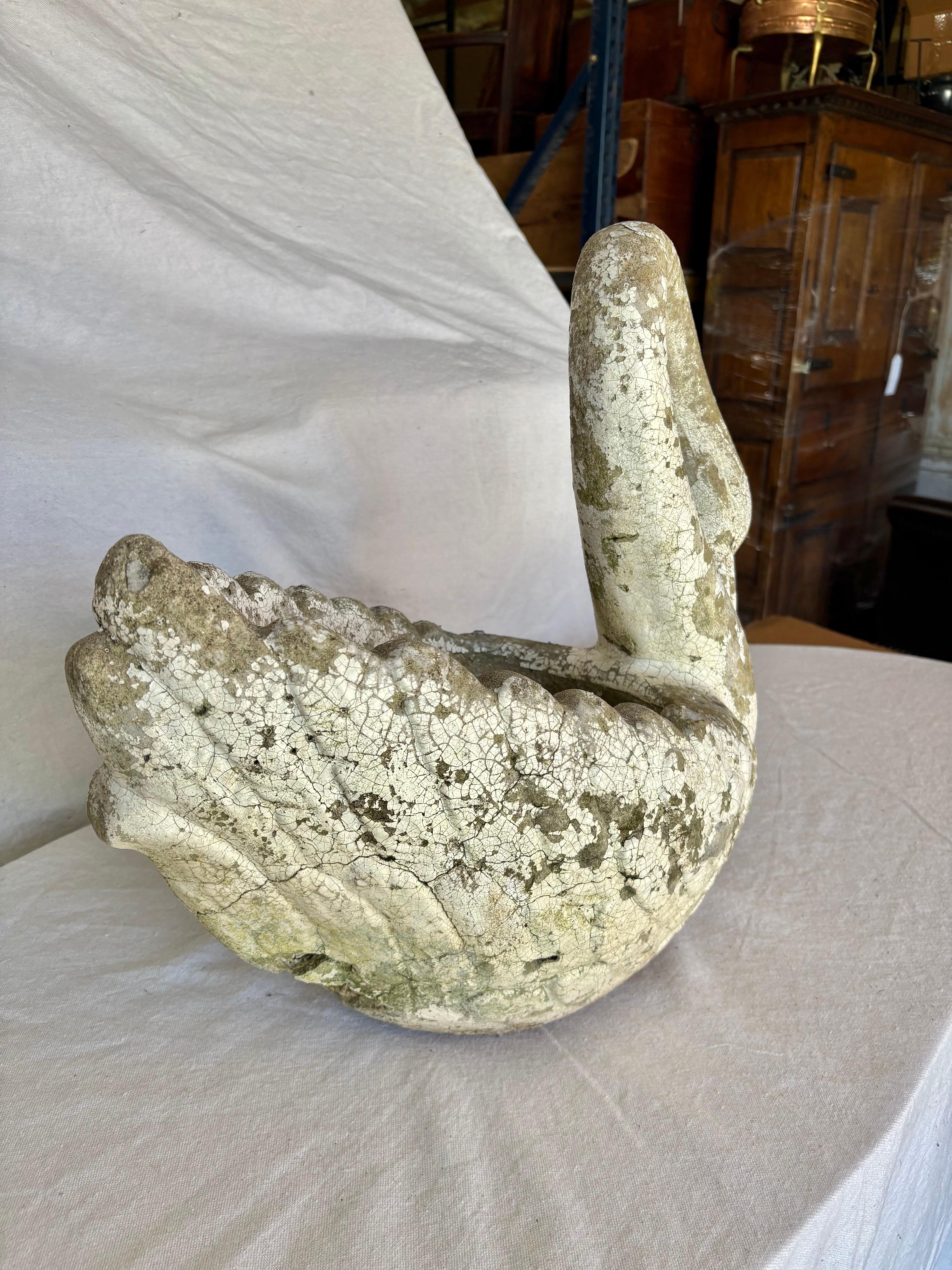 Early 20th Century Concrete Swan Planter For Sale 1