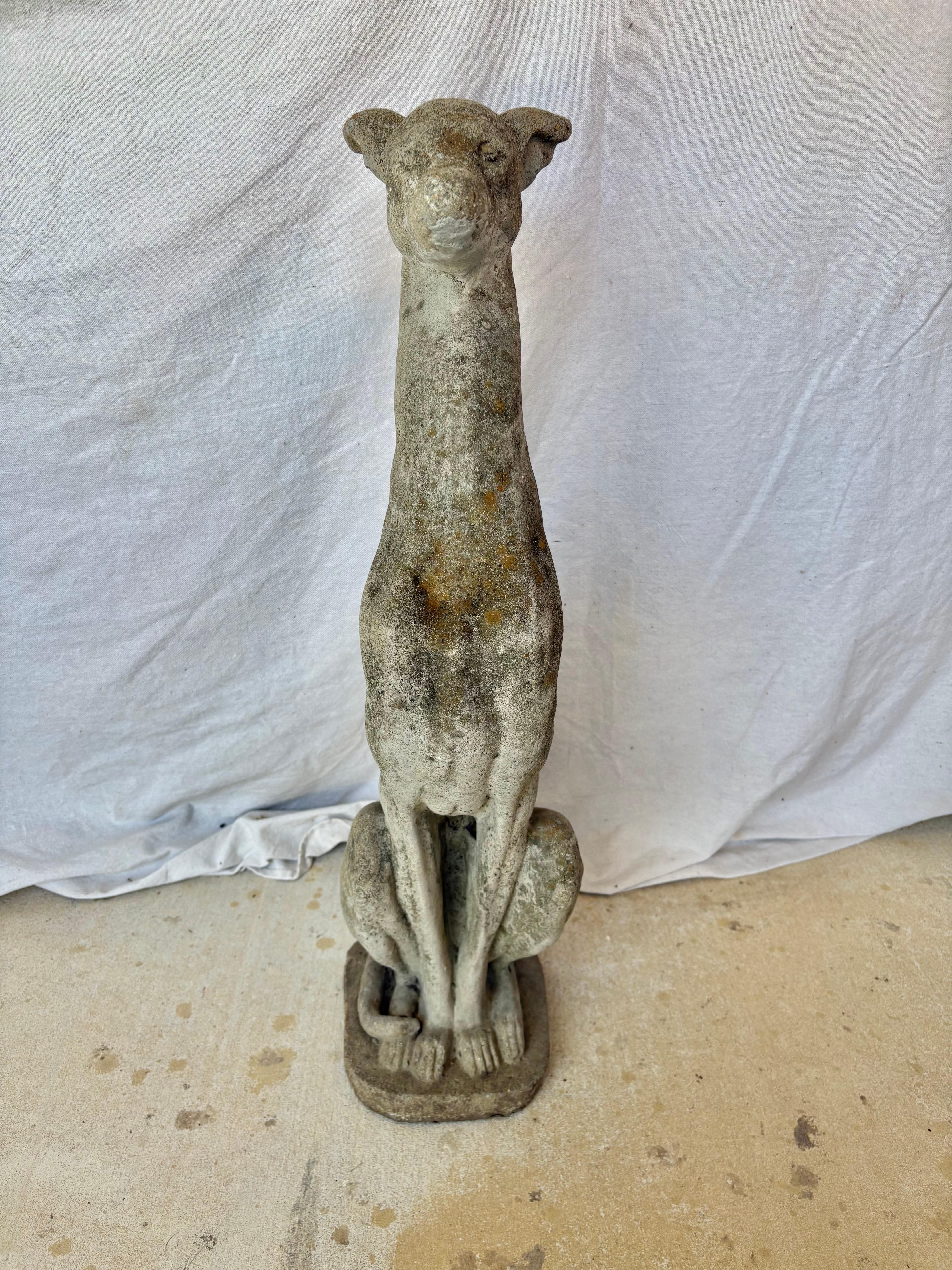 Early 20th Century French Concrete Whippet Greyhound Dog Garden Sculpture For Sale 7