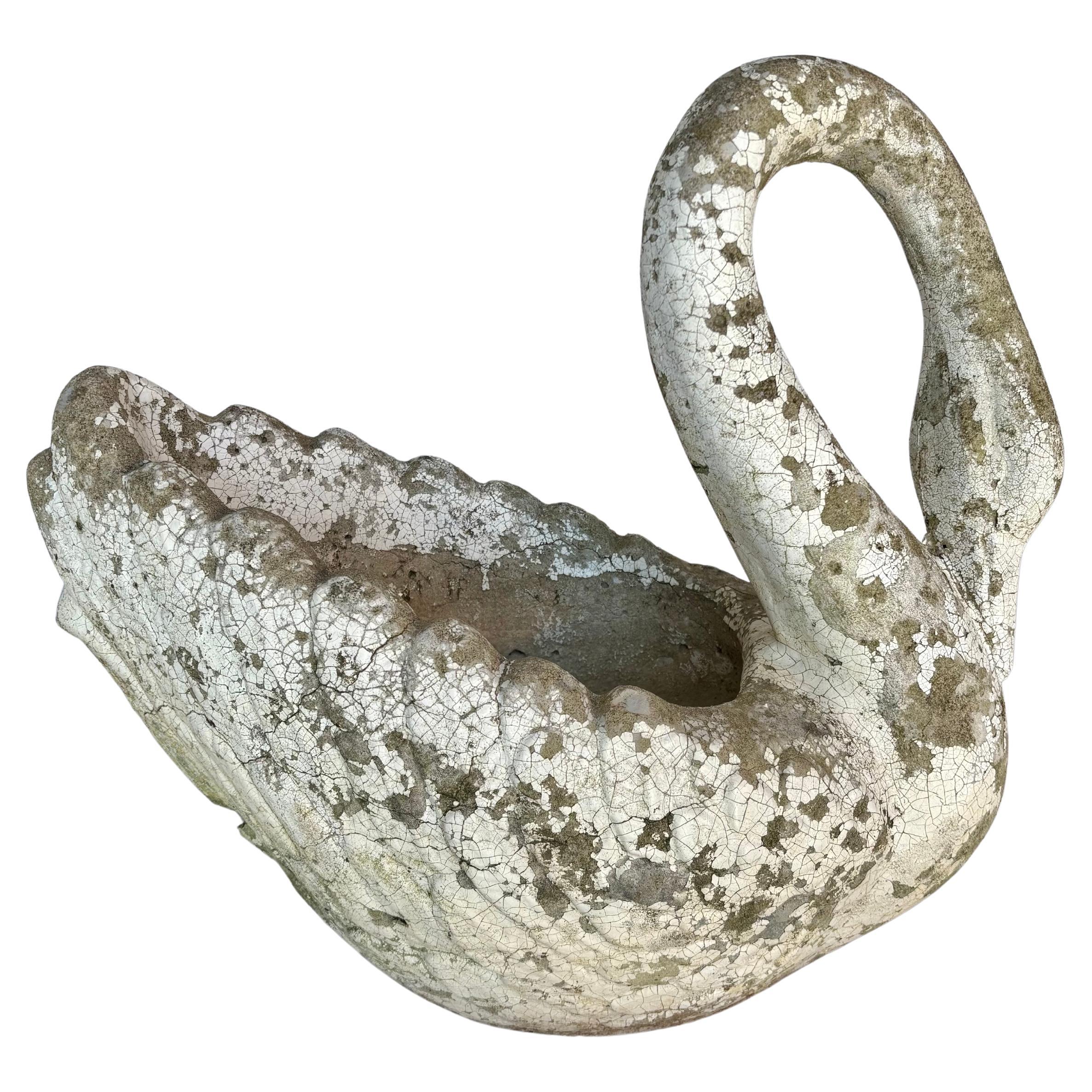 Early 20th Century Concrete Swan Planter For Sale