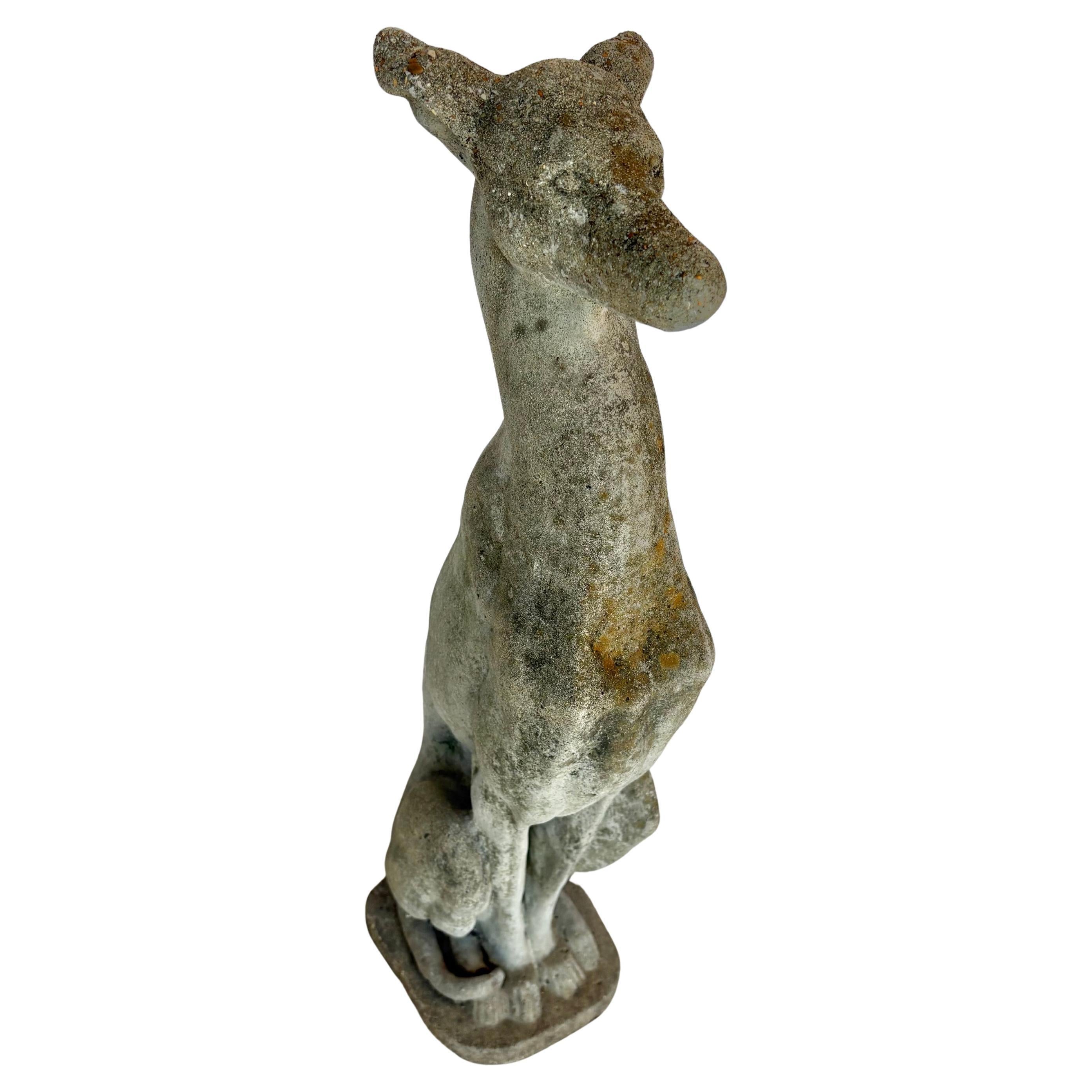 Early 20th Century French Concrete Whippet Greyhound Dog Garden Sculpture For Sale