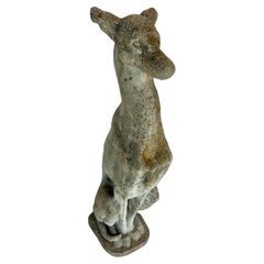 Antique Early 20th Century French Concrete Whippet Greyhound Dog Garden Sculpture