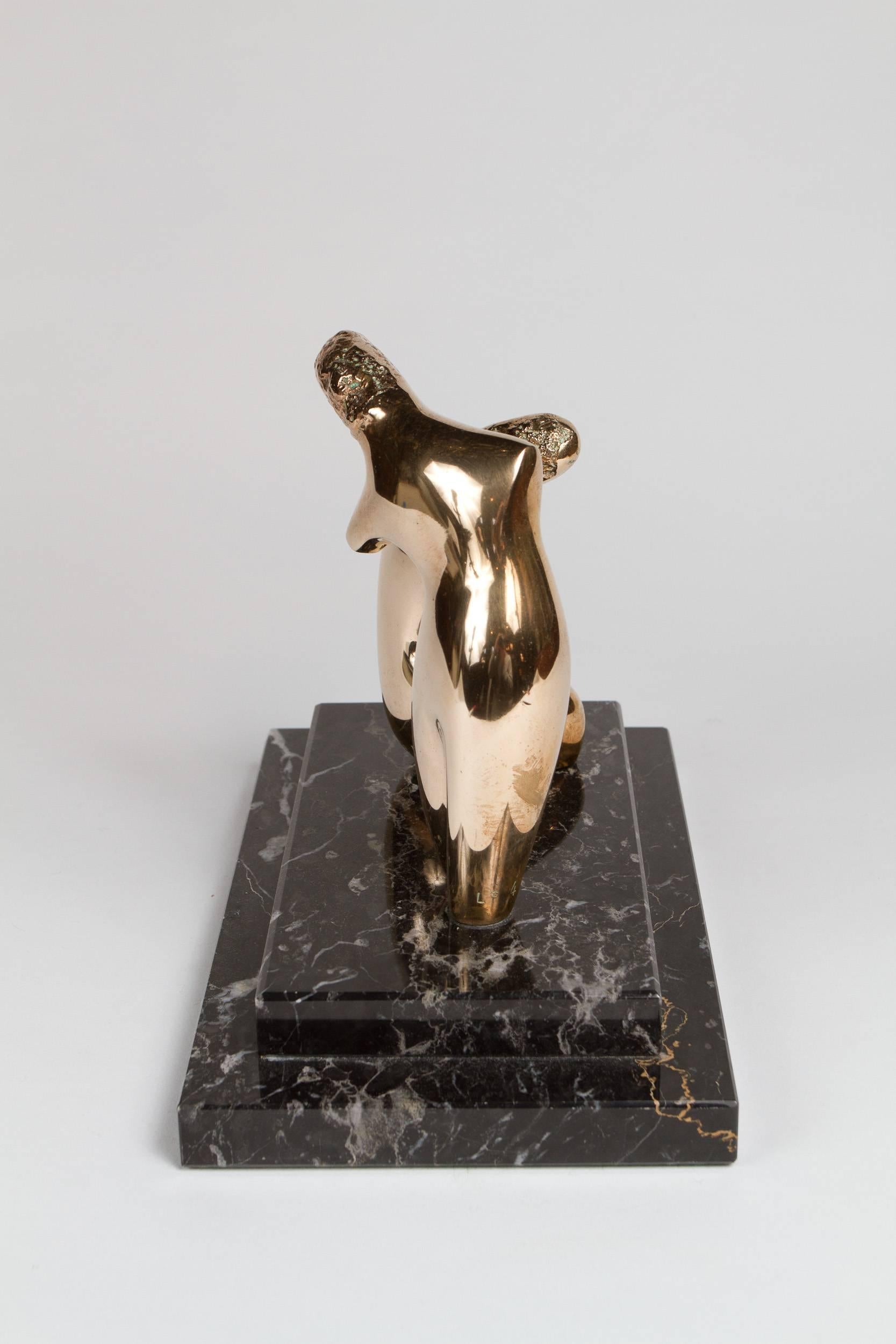 Canadian Polished Bronze Abstract Sculpture of Two Woman