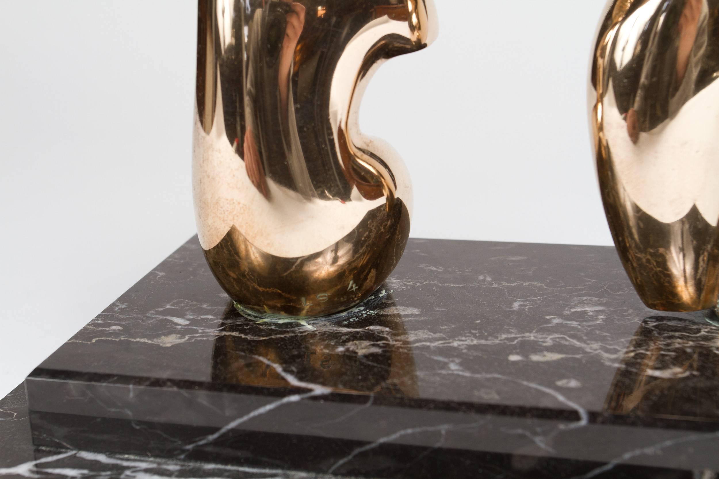 Polished Bronze Abstract Sculpture of Two Woman 1