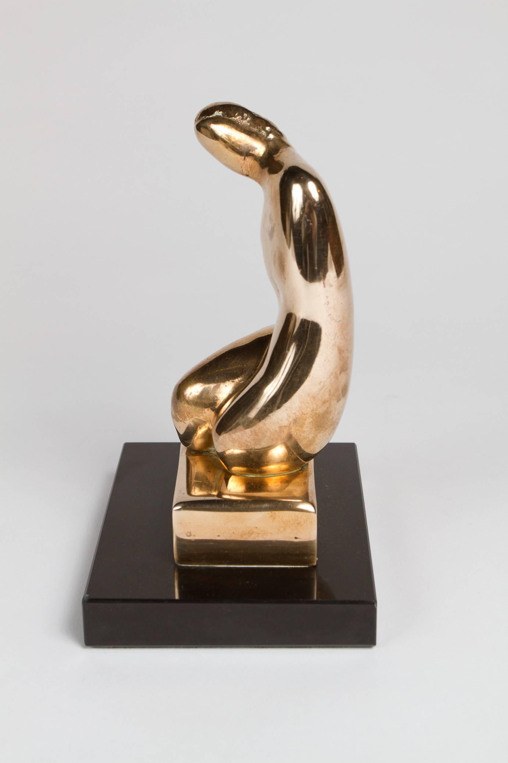 Polished Bronze Abstract Sculpture of a Woman In Good Condition In Montreal, QC