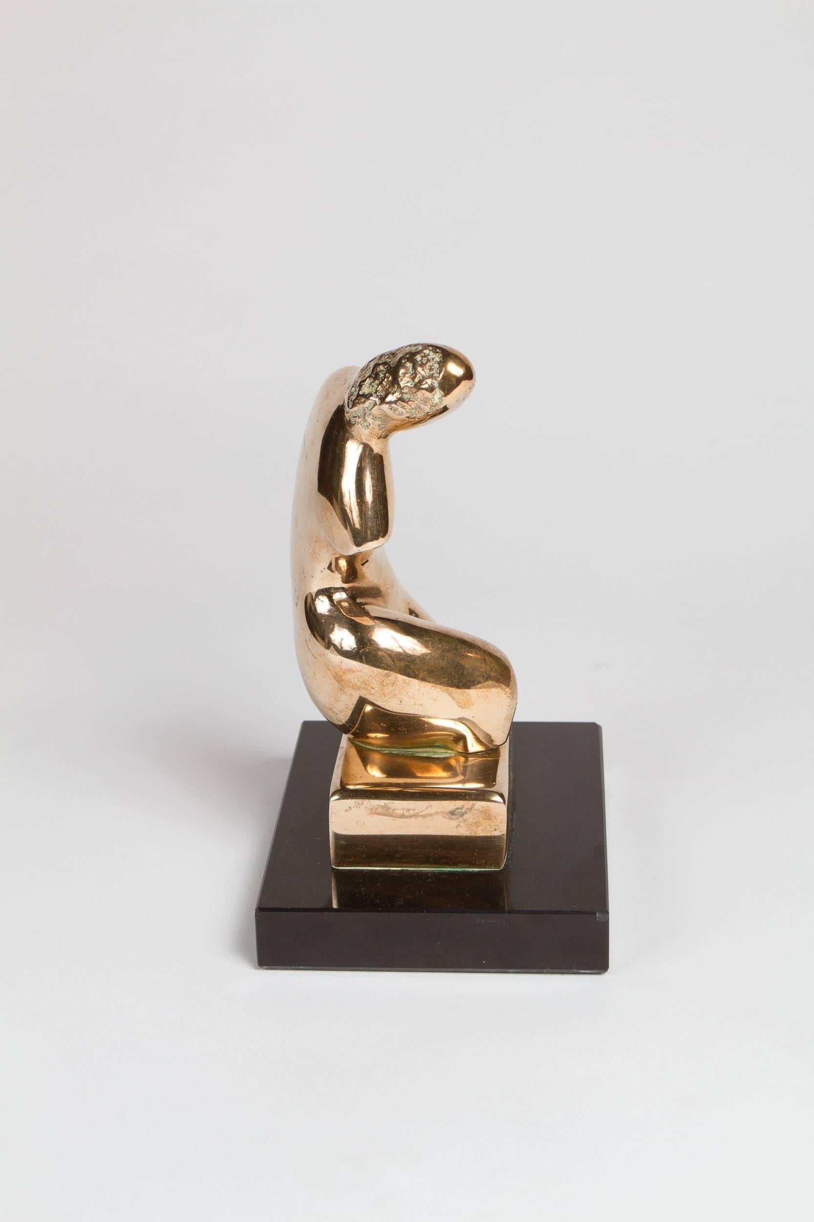 Canadian Polished Bronze Abstract Sculpture of a Woman