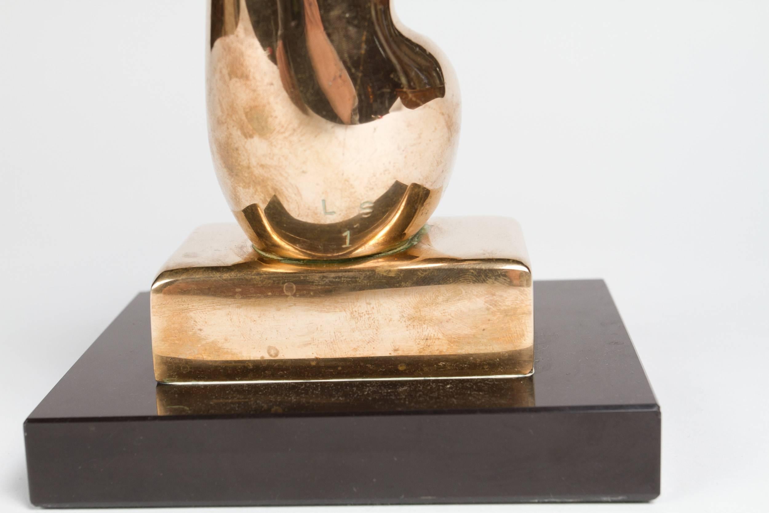 Late 20th Century Polished Bronze Abstract Sculpture of a Woman