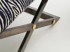 Unusual Pair of Steel and Brass Stools Attributed to Karl Springer