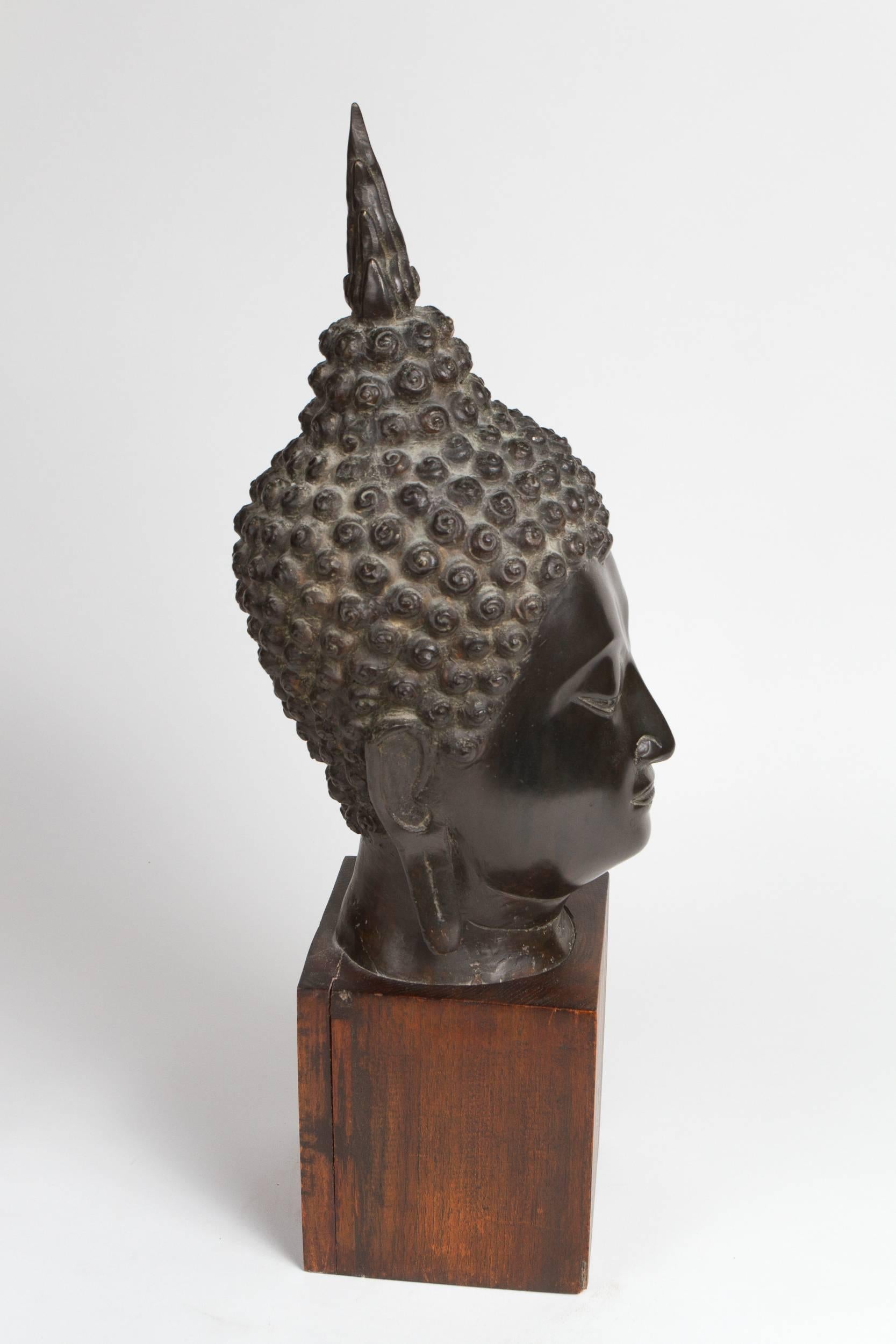 Late 20th Century Thai Bronze Head of a Buddha For Sale