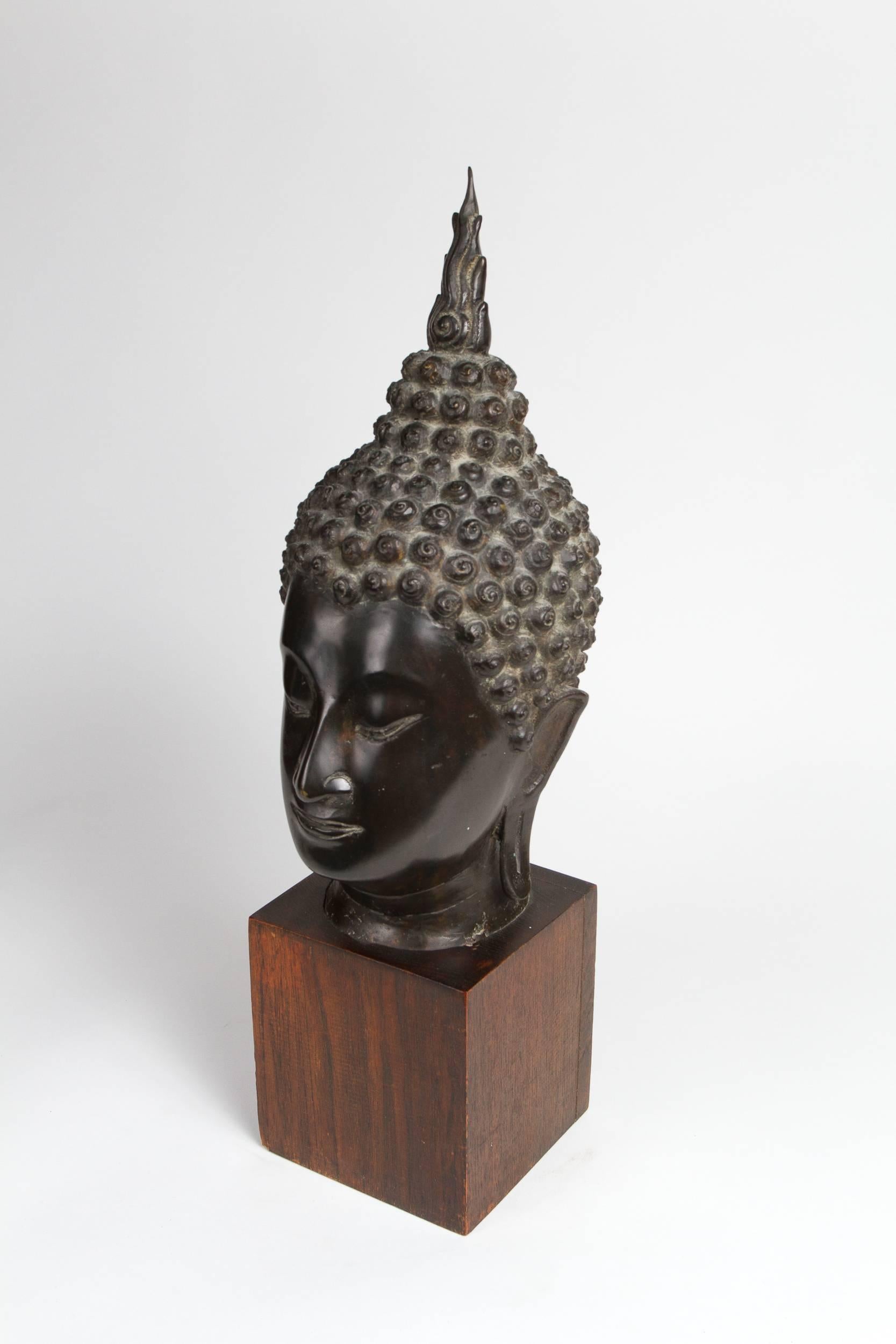 Thai Bronze Head of a Buddha For Sale 1