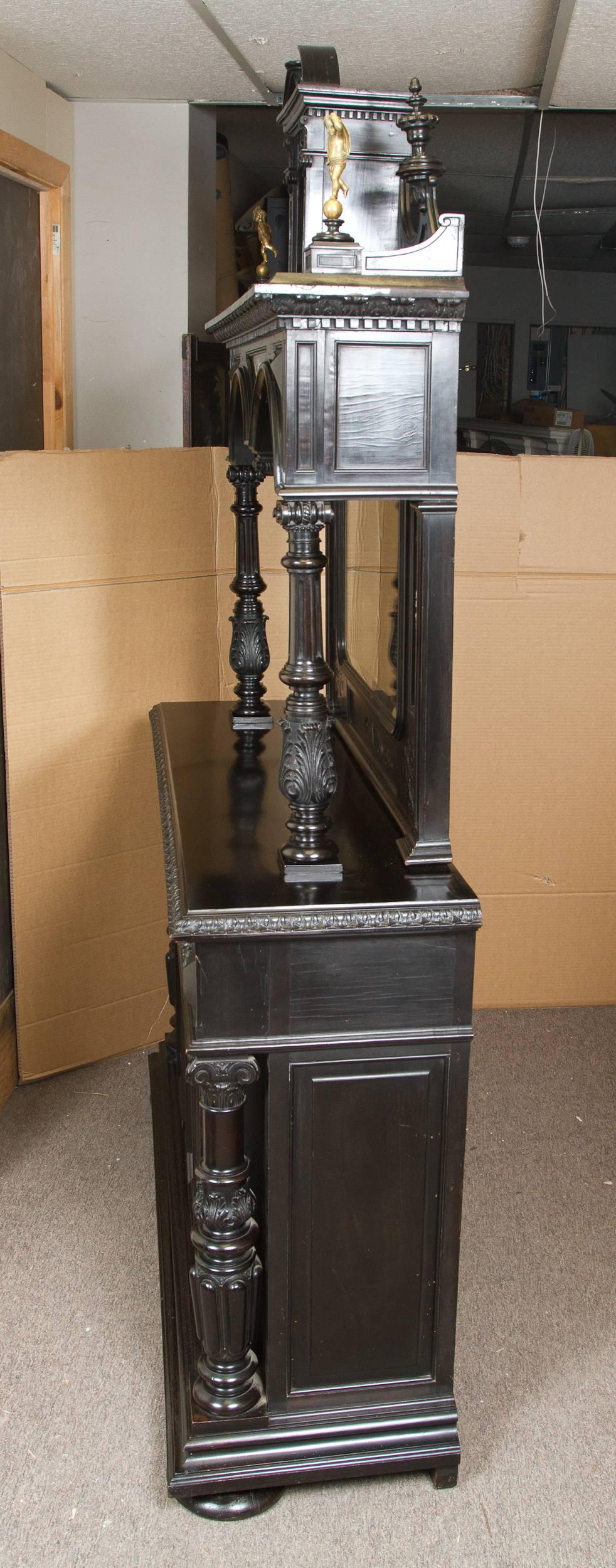 Marble Fine Renaissance Style Ebonized Cabinet For Sale