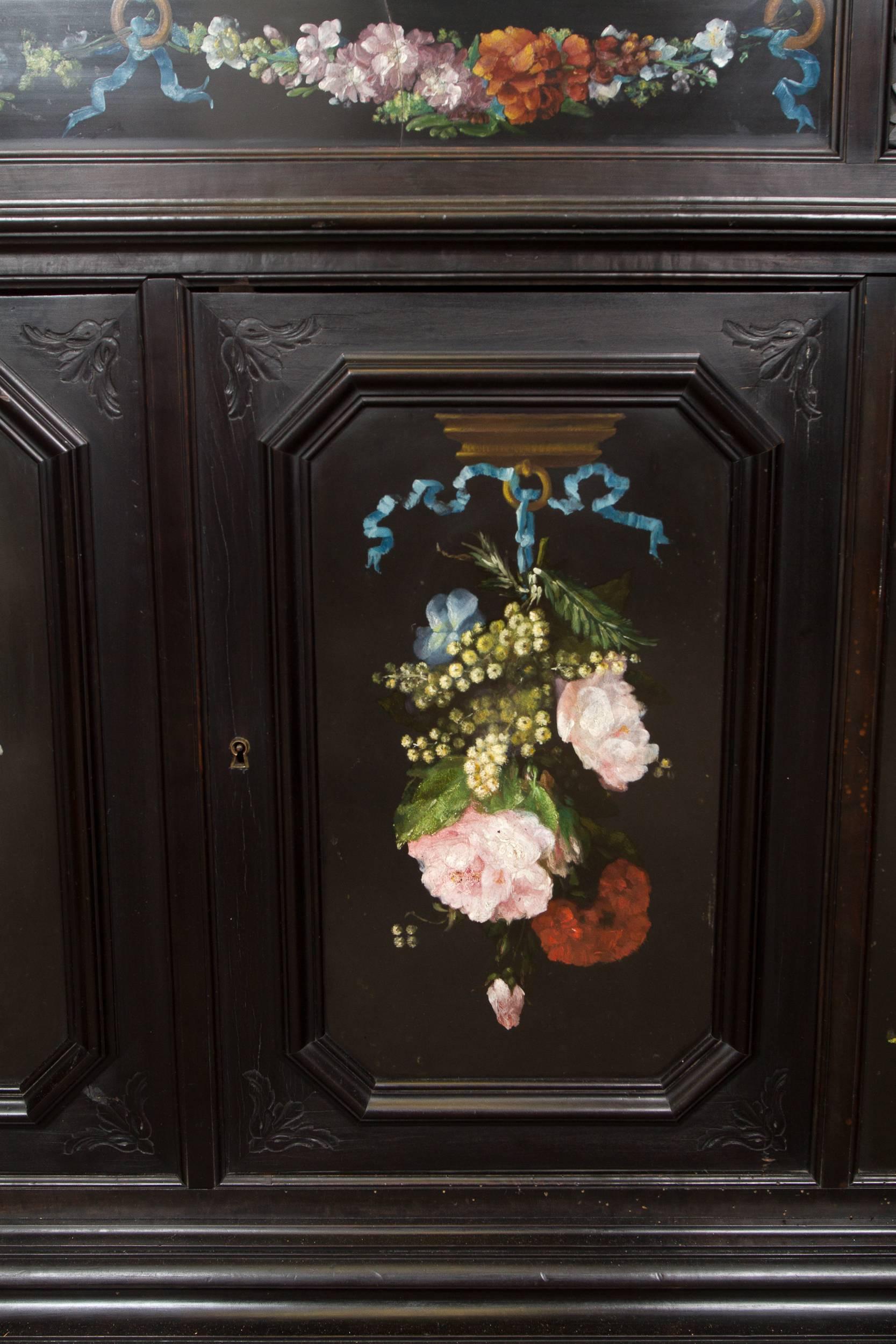 Napoleon III Fine Renaissance Style Ebonized Cabinet For Sale