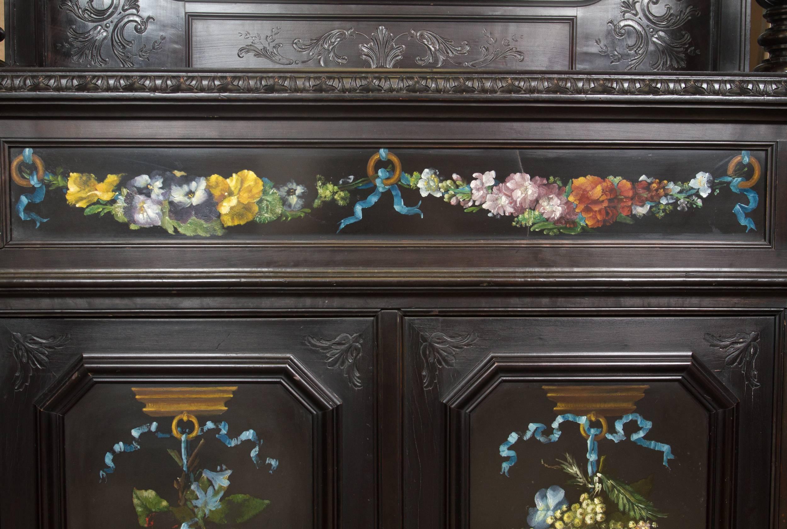 Mid-19th Century Fine Renaissance Style Ebonized Cabinet For Sale